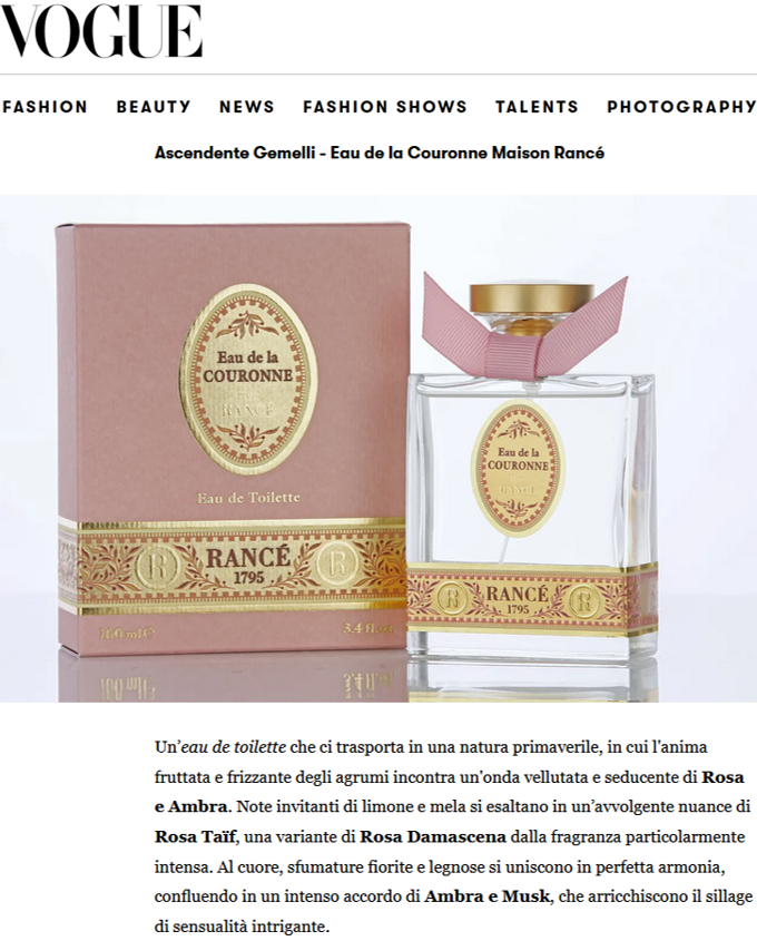 On Vogue, Zodiac and Fragrances: discover Eau de la Couronne!
